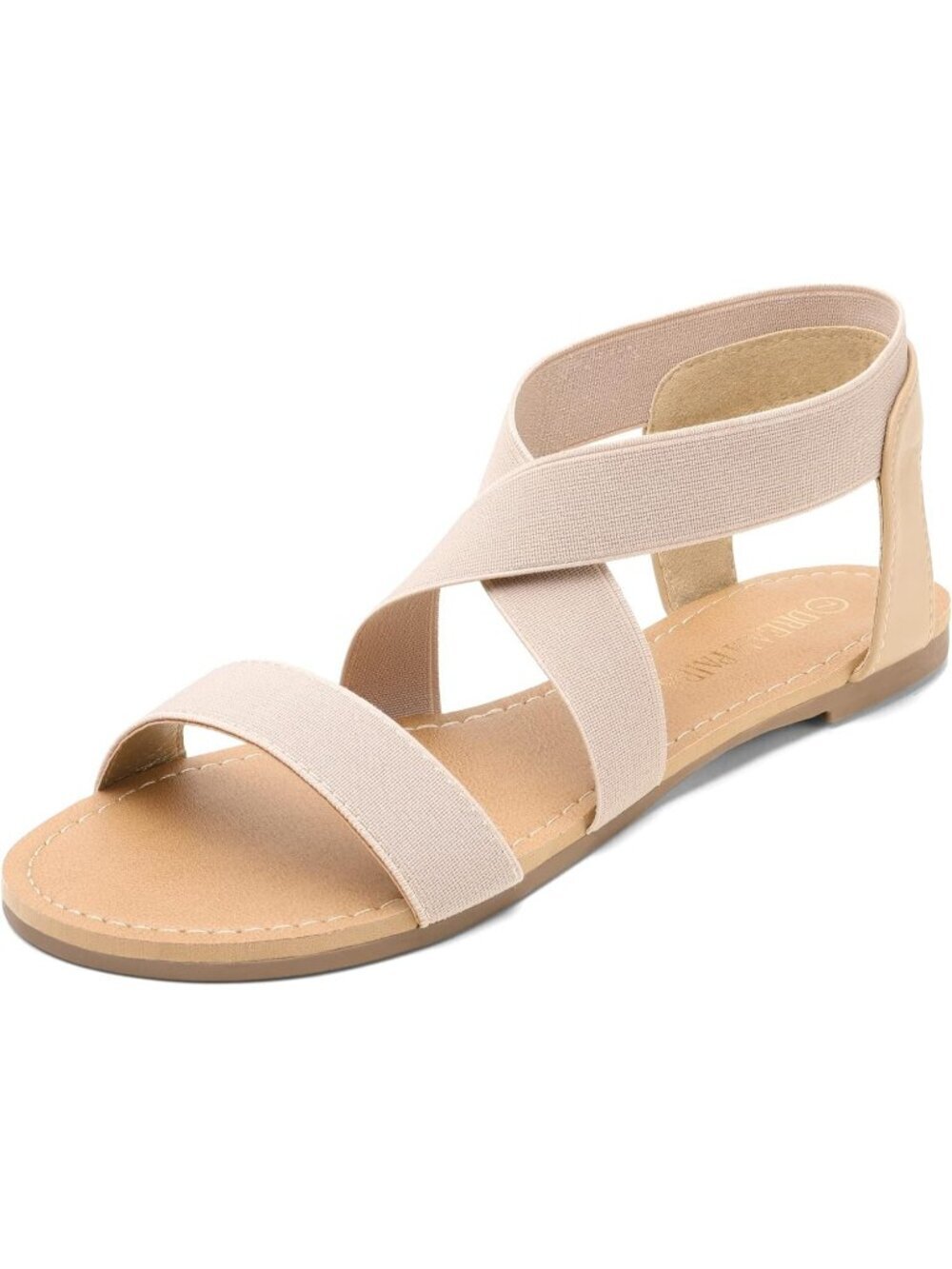 Women's Nude Summer Elastic Ankle Strap Flat Cute Strappy Gladiator Sandals